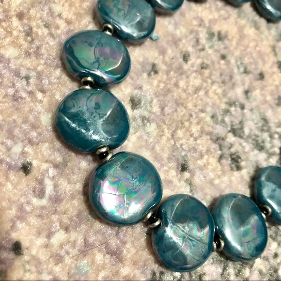 Kazuri Beads - African Hand Beaded Blue Necklace - Picture 3 of 4